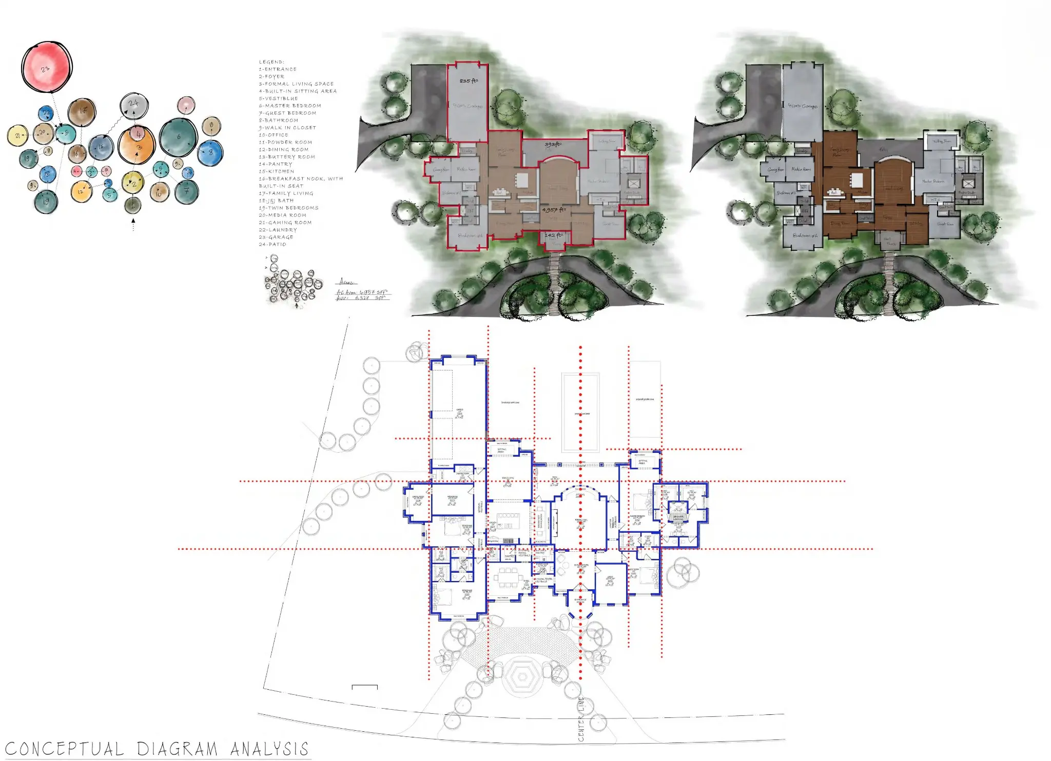 Conceptual diagram analysis with color-coded zones