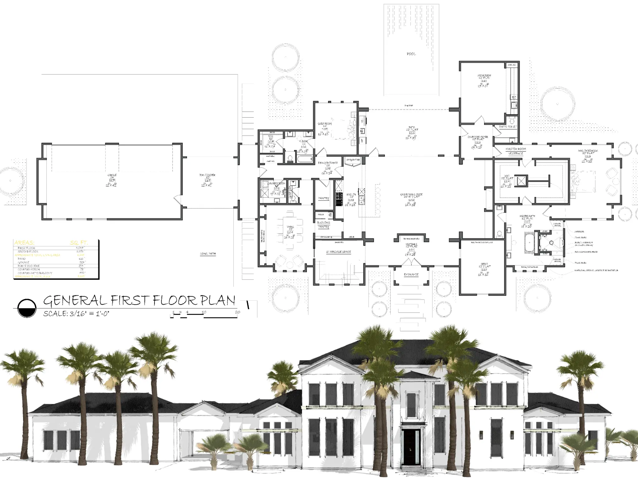 Estate floor plan and elevation